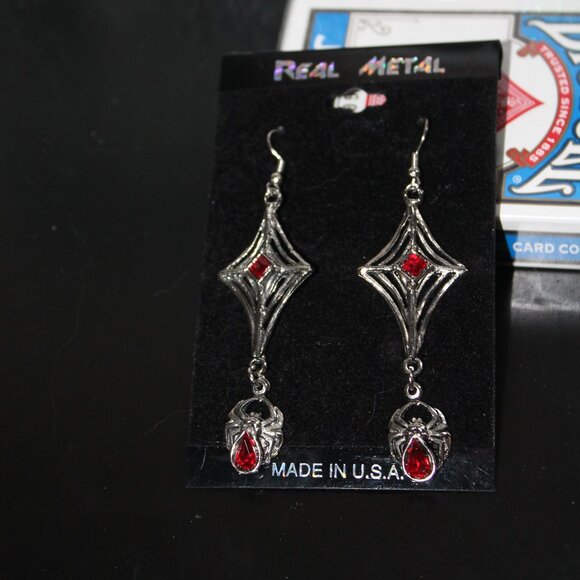 Real Metal Spider Gothic Halloween Earrings/Necklace Set NWT - Picture 4 of 4